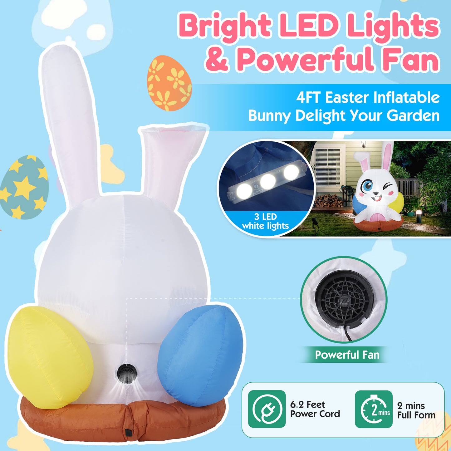 6.2FT Luminous LED Cartoon & 4FT Inflatable Bunny