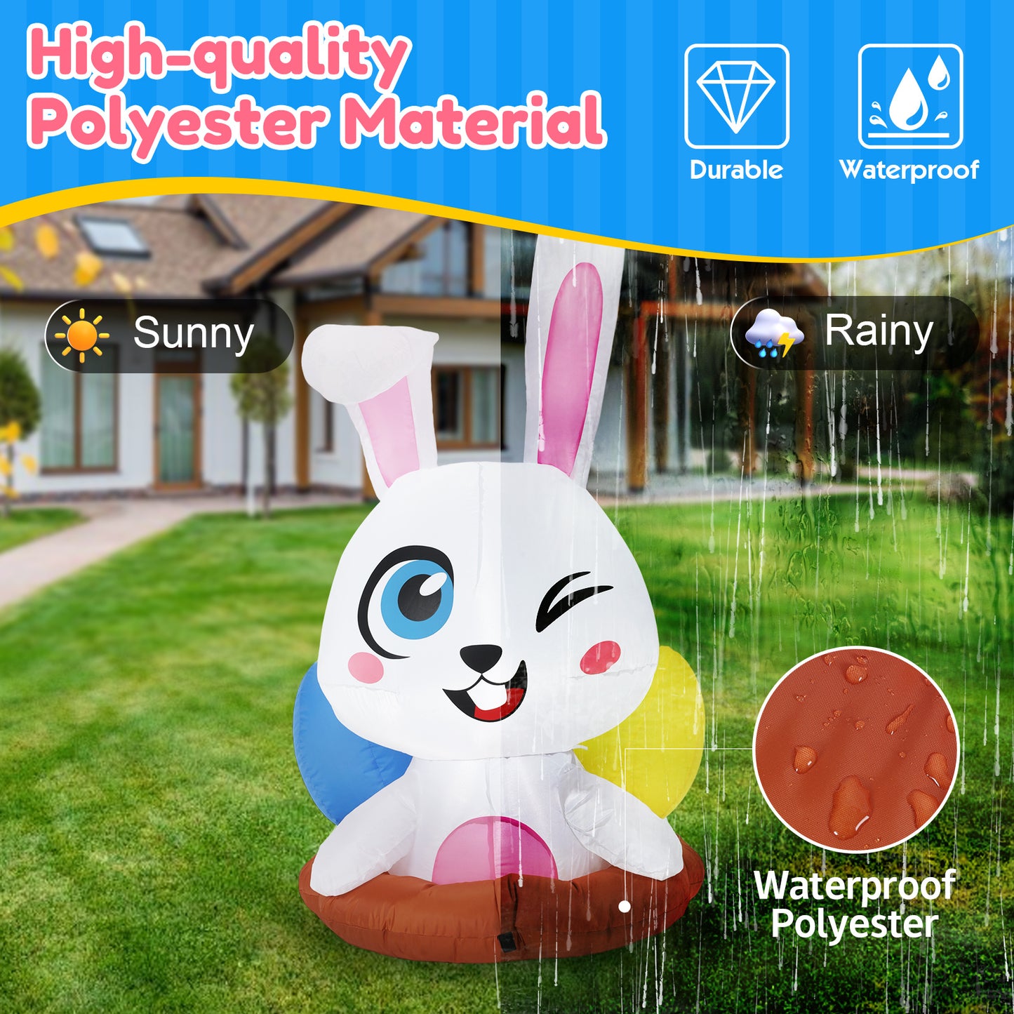 6.2FT Luminous LED Cartoon & 4FT Inflatable Bunny